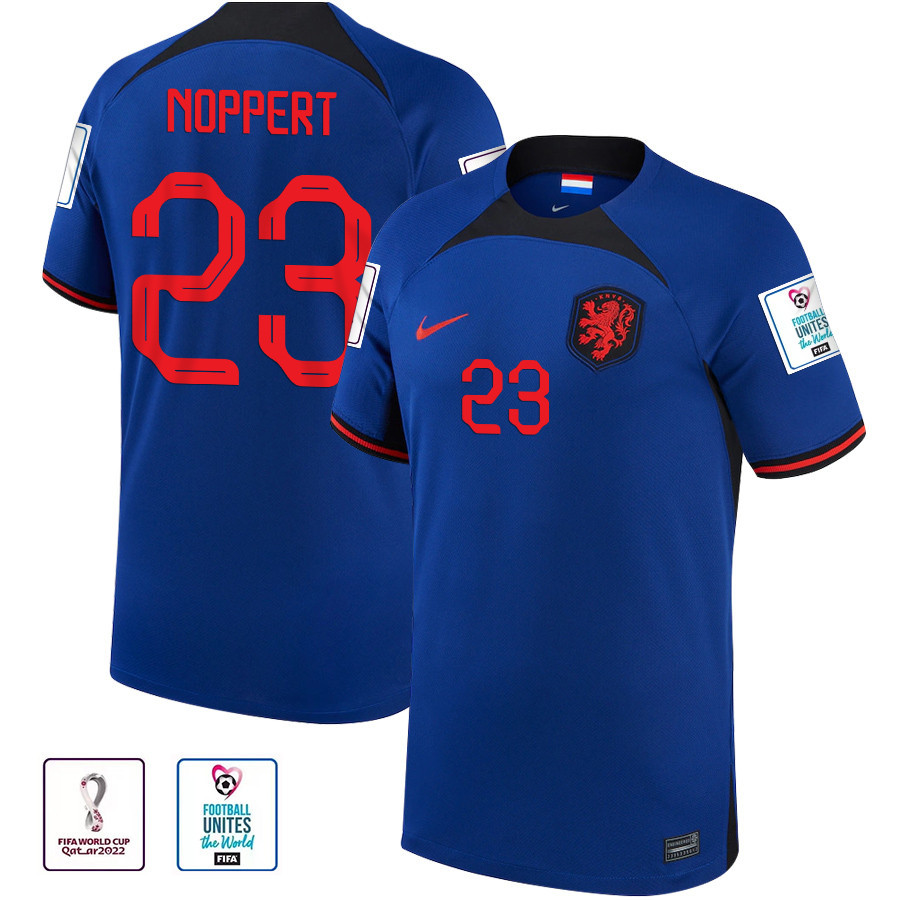Andries Noppert 23 Netherlands National Team Qatar World Cup 2022-23 Patch Away Soccer Jersey,