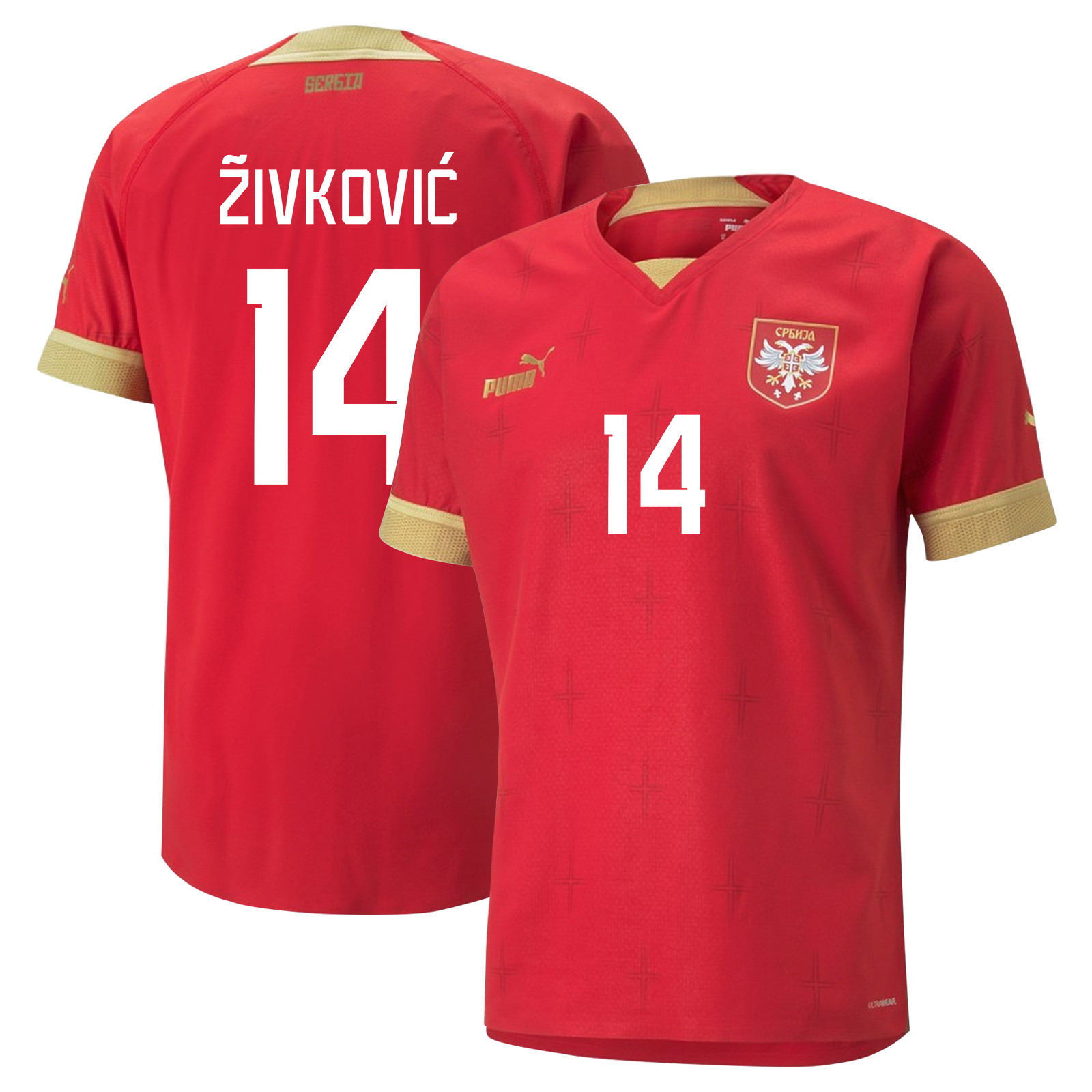 Andrija Zivkovic 14 – Serbia National Team Qatar World Cup 2022-23 Home Soccer Jersey
