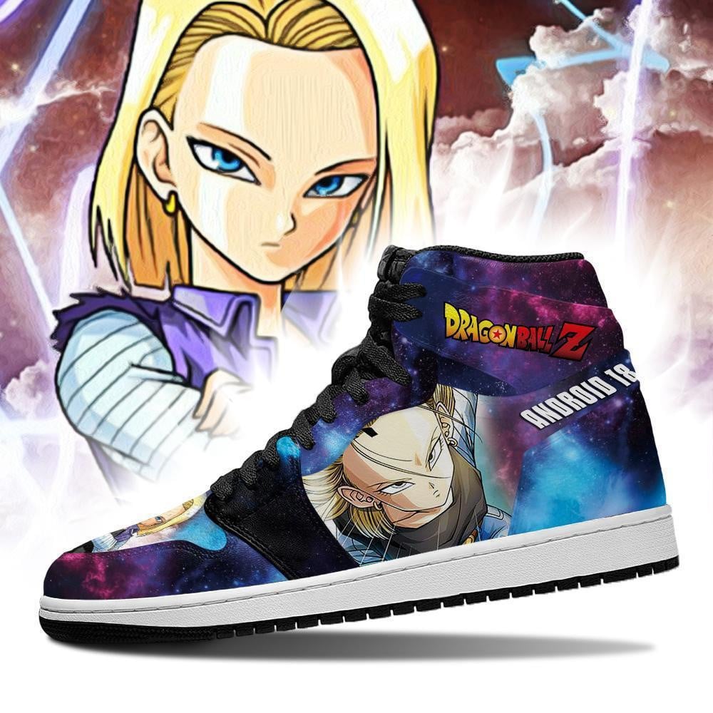Android 18 JD1s Sneakers Galaxy Dragon Ball Anime Shoes, Air Jordan Hightop