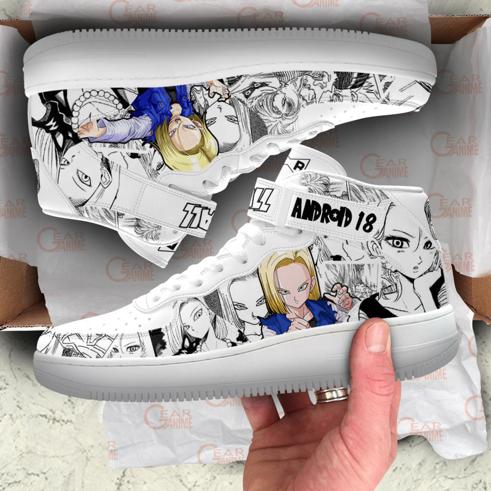 Android 18 Sneakers Air Mid Custom Dragon Ball Anime Shoes Mix Manga