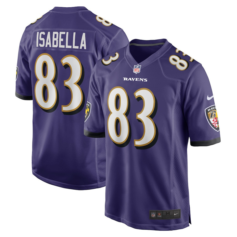 Andy Isabella 83 Baltimore Ravens Home Game Player Stitched Jersey – Purple
