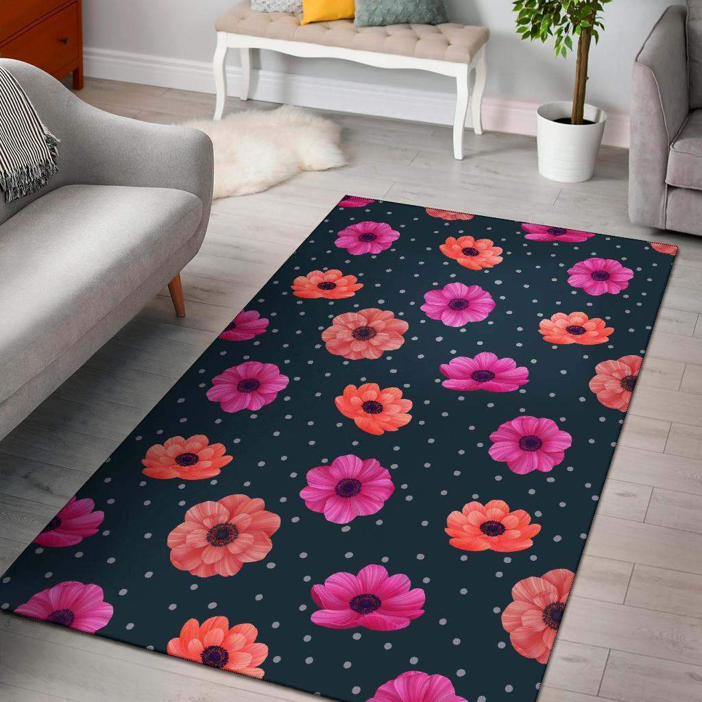Anemone Pattern Print Design Limited Edition Rectangle Rug
