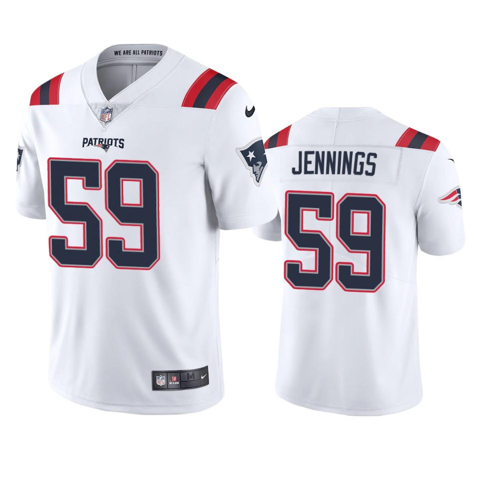 Anfernee Jennings 59 New England Patriots White Vapor Limited Stitched Jersey