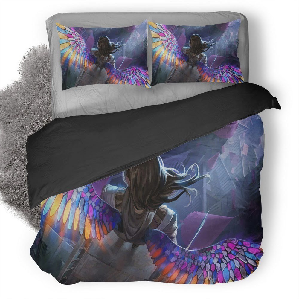 Angel Colorful Wings 3D Customized Duvet Cover Bedding Set