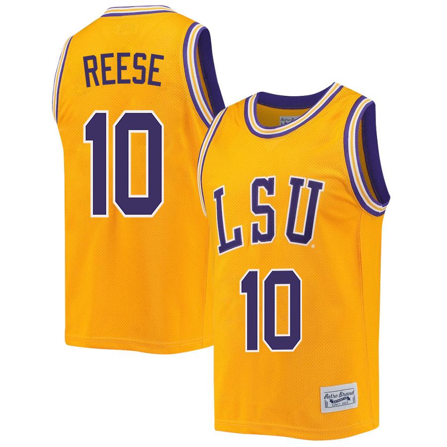 Angel Reese 10 LSU Tigers 2023 NCAA  Stitched Jersey Retro- Gold