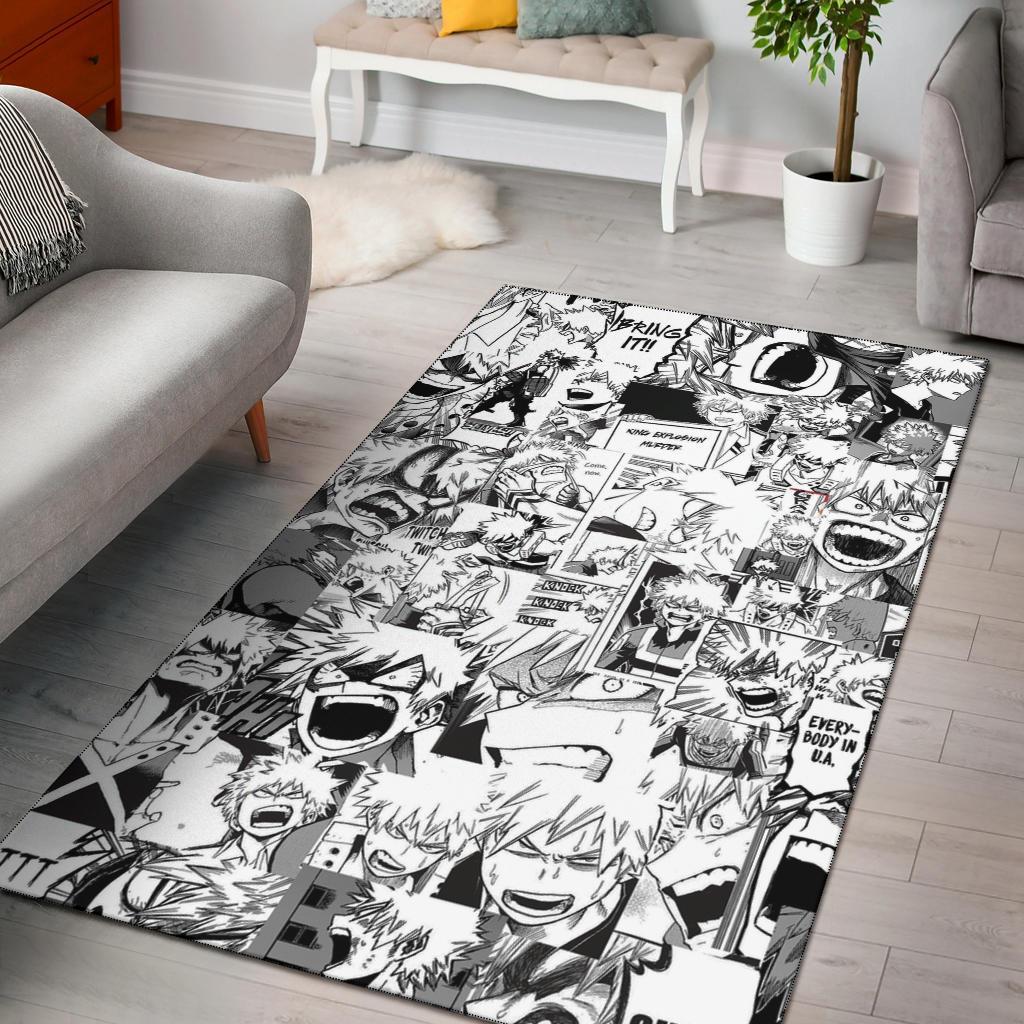 Angry Bakugou Katsuki Area Rectangle Rug