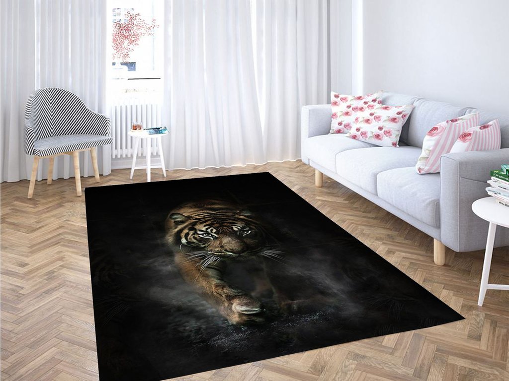 Angry Tiger Living Room Modern Carpet Rectangle Rug