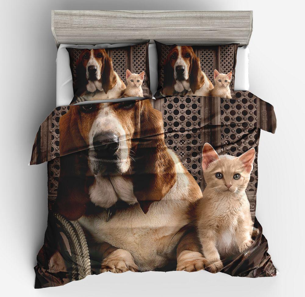 Animal 3D Cat Dog 3D Customized Duvet Cover Bedding Set