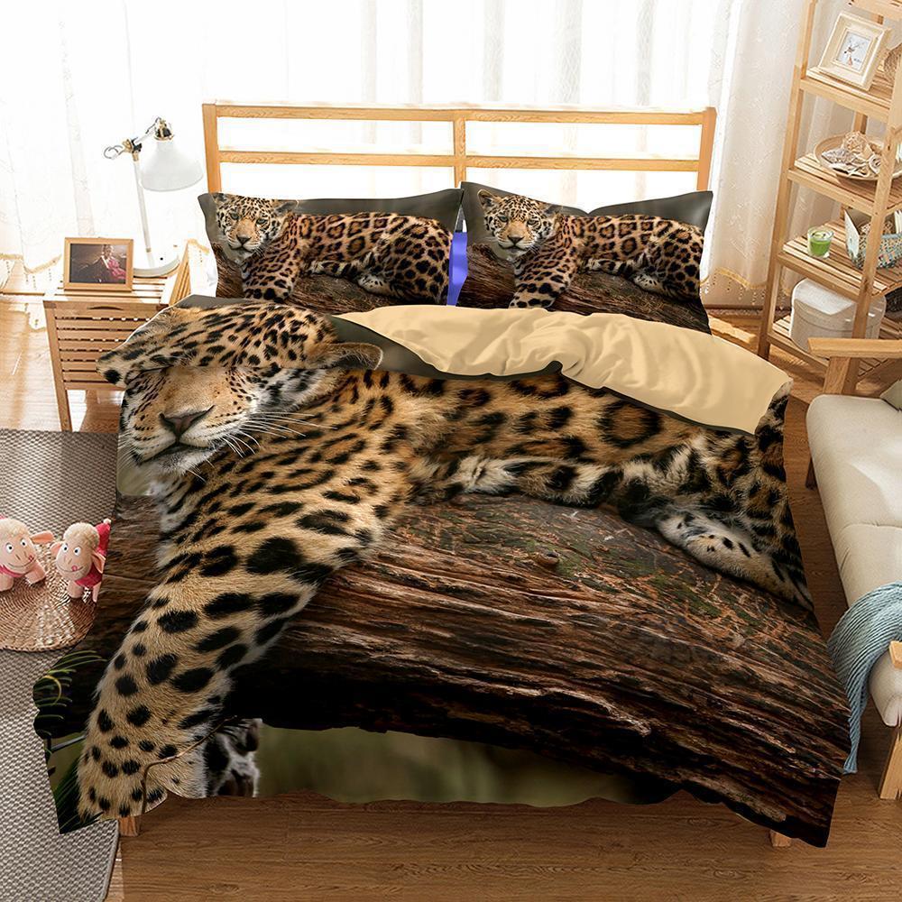 Animal Snow Leopard Twin Size Queen 3D S Duvet Cover Bedding Set