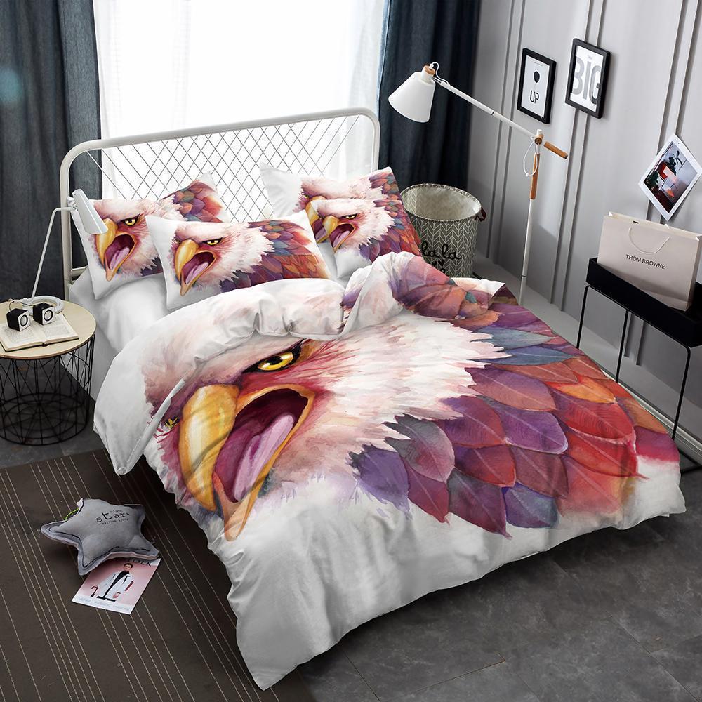 Animal World Bird Flower Eagle 3D Pattern Print Oversized Design Bed Cover 3D Customized Duvet Cover Bedding Set