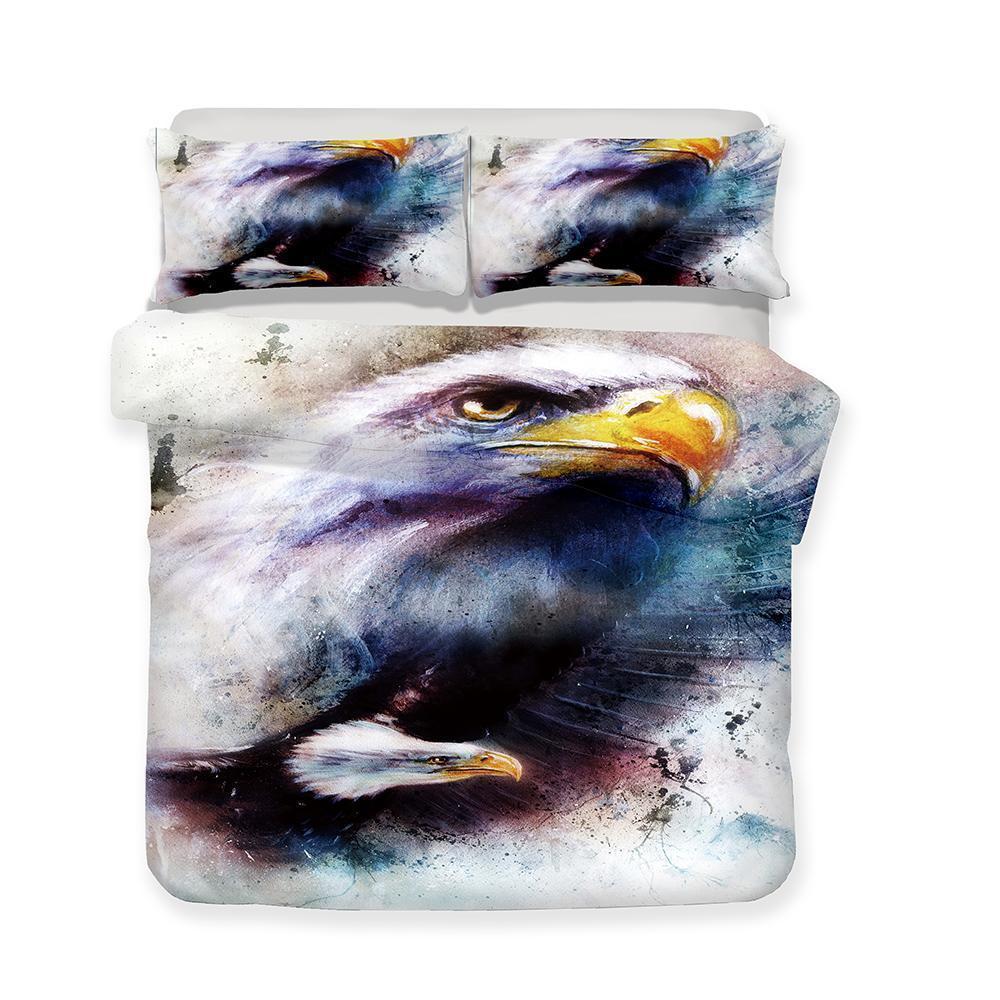 Animal World Print White Eagle 3D Extra Large Design Bed Cover 3D Customized Duvet Cover Bedding Set