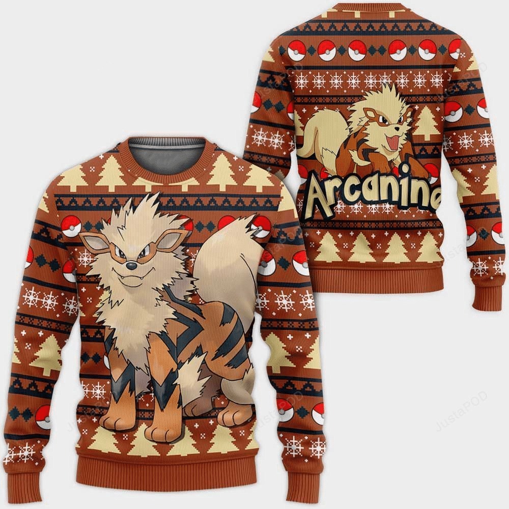 Anime Arcanine Pokemon Christmas Sweater