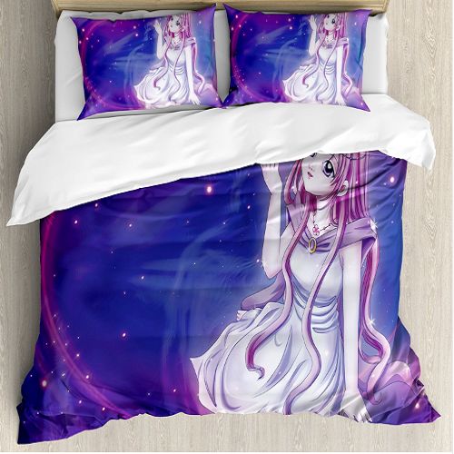 Anime Cute Purple Duvet Cover Bedding Set