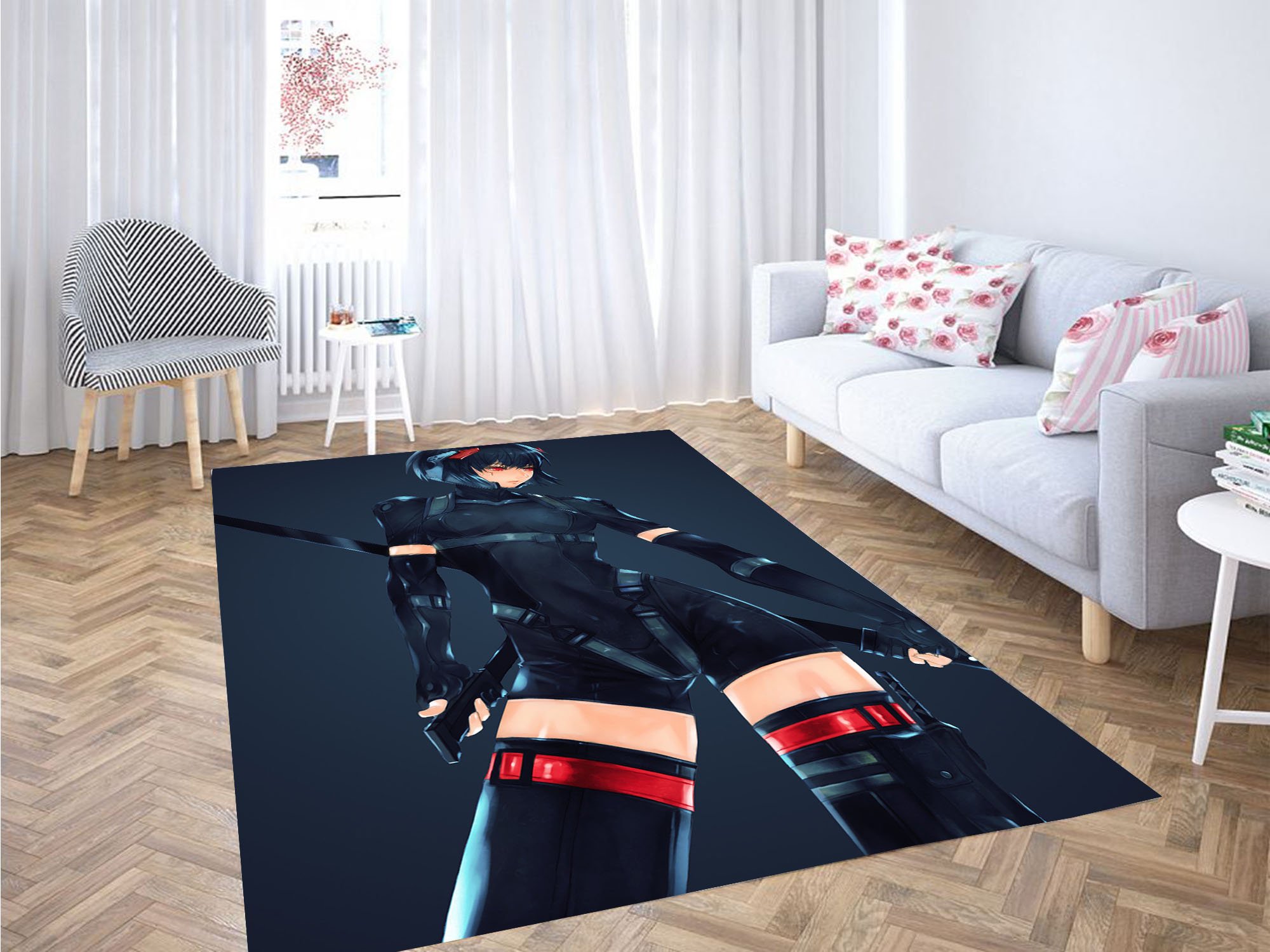Anime Futuristic Girl Carpet Rectangle Rug