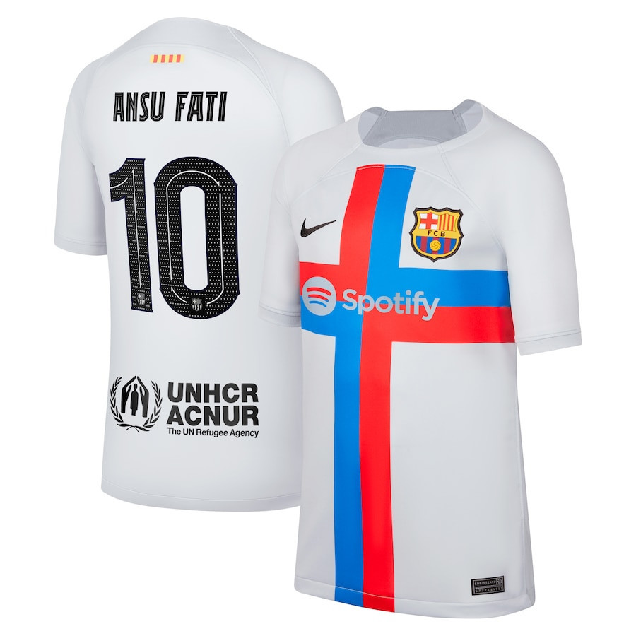 Ansu Fati 10 Barcelona 2022/23 Third Breathe Stadium Player Soccer Jersey – Gray