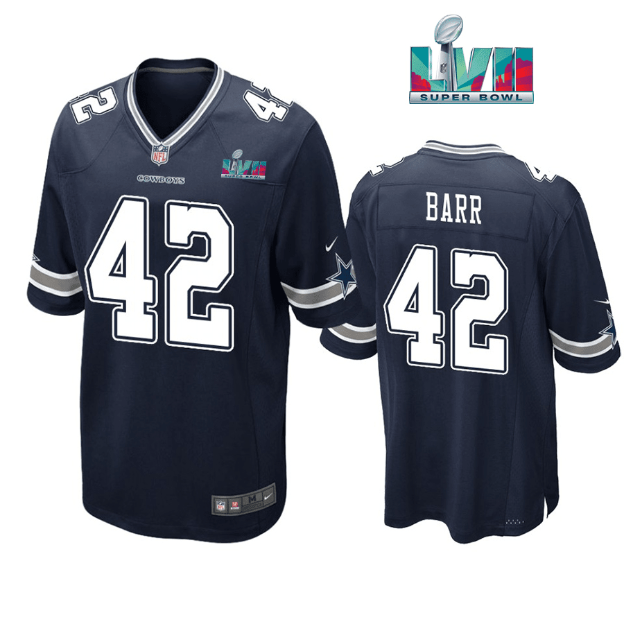 Anthony Barr 42 Dallas Cowboys Super Bowl LVII Navy Men Game Stitched Jersey