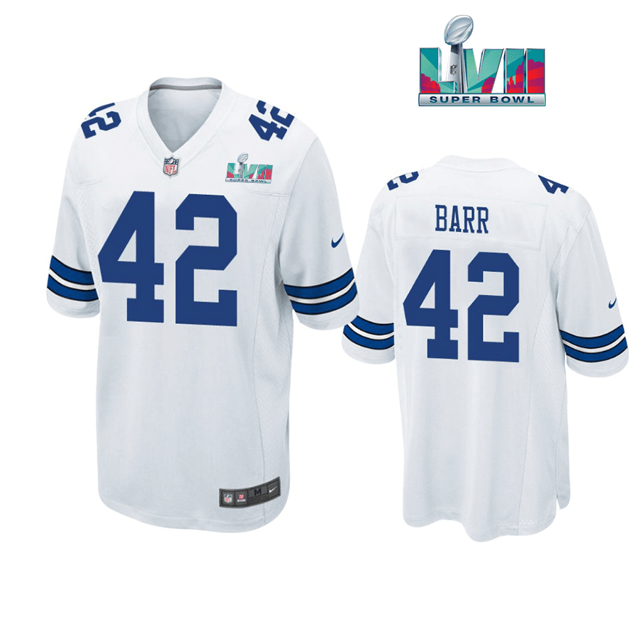 Anthony Barr 42 Dallas Cowboys Super Bowl LVII Super Bowl LVII White Men Game Stitched Jersey