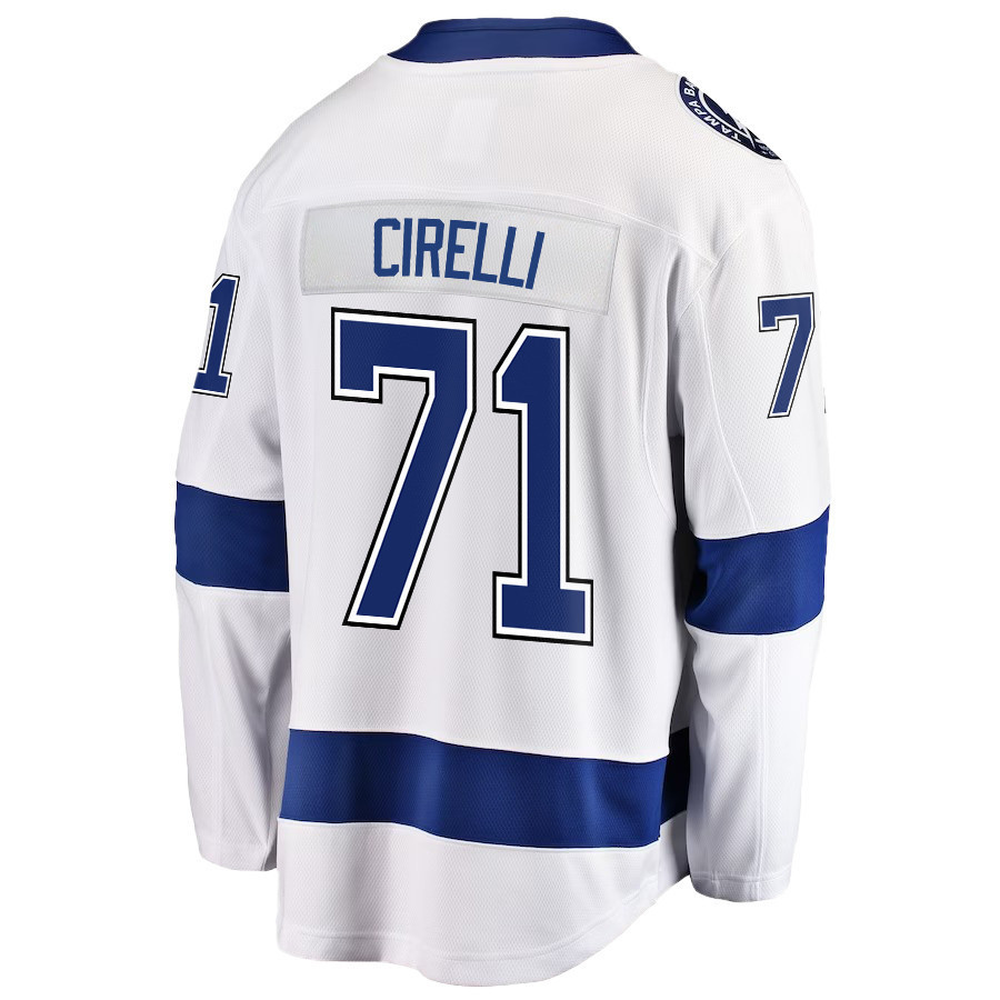 Anthony Cirelli 71 Tampa Bay Lightning Stanley Cup 2023 Playoffs Patch Away Breakaway Men Stitched Jersey – White
