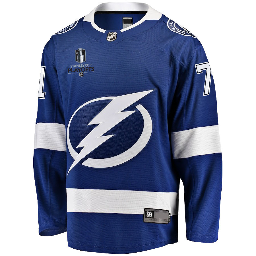 Anthony Cirelli 71 Tampa Bay Lightning Stanley Cup 2023 Playoffs Patch Home Breakaway Men Stitched Jersey – Blue
