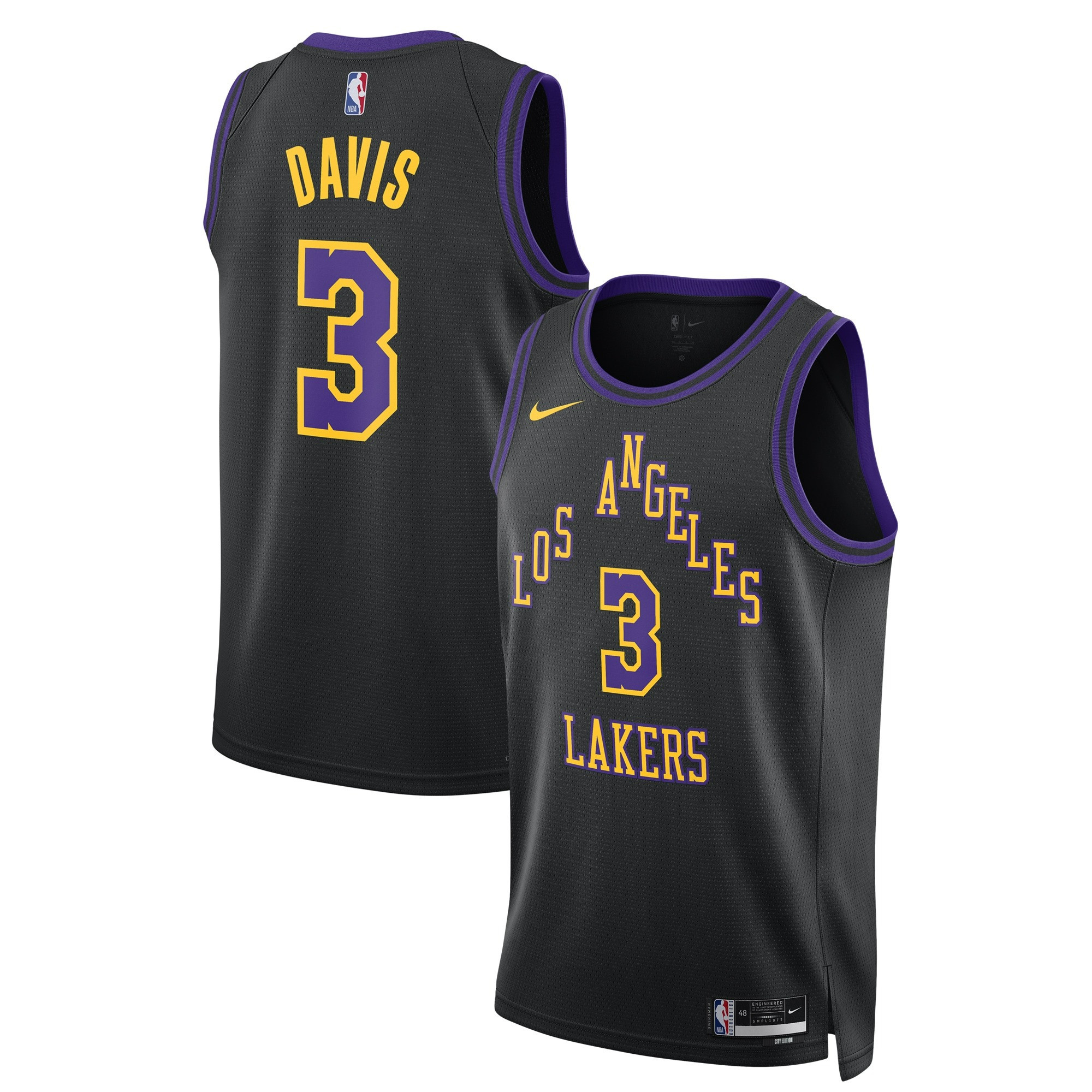 Anthony Davis Los Angeles Lakers 2023/24 Swingman City Edition Black Jersey - All Stitched