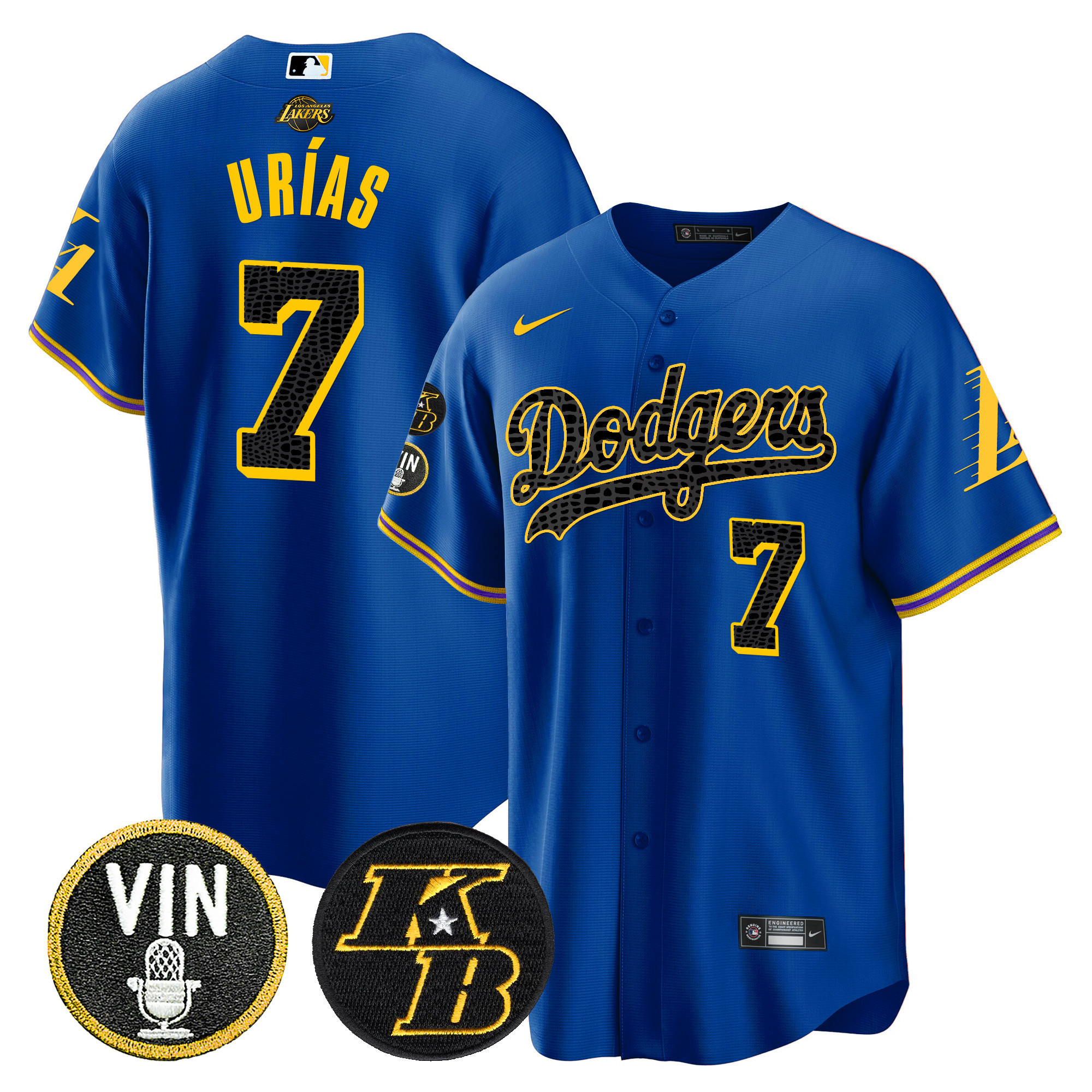 Anthony Davis Men's Los Angeles Dodgers Bryant & Vin Patch Cool Base Mamba Royal Jersey - All Stitched