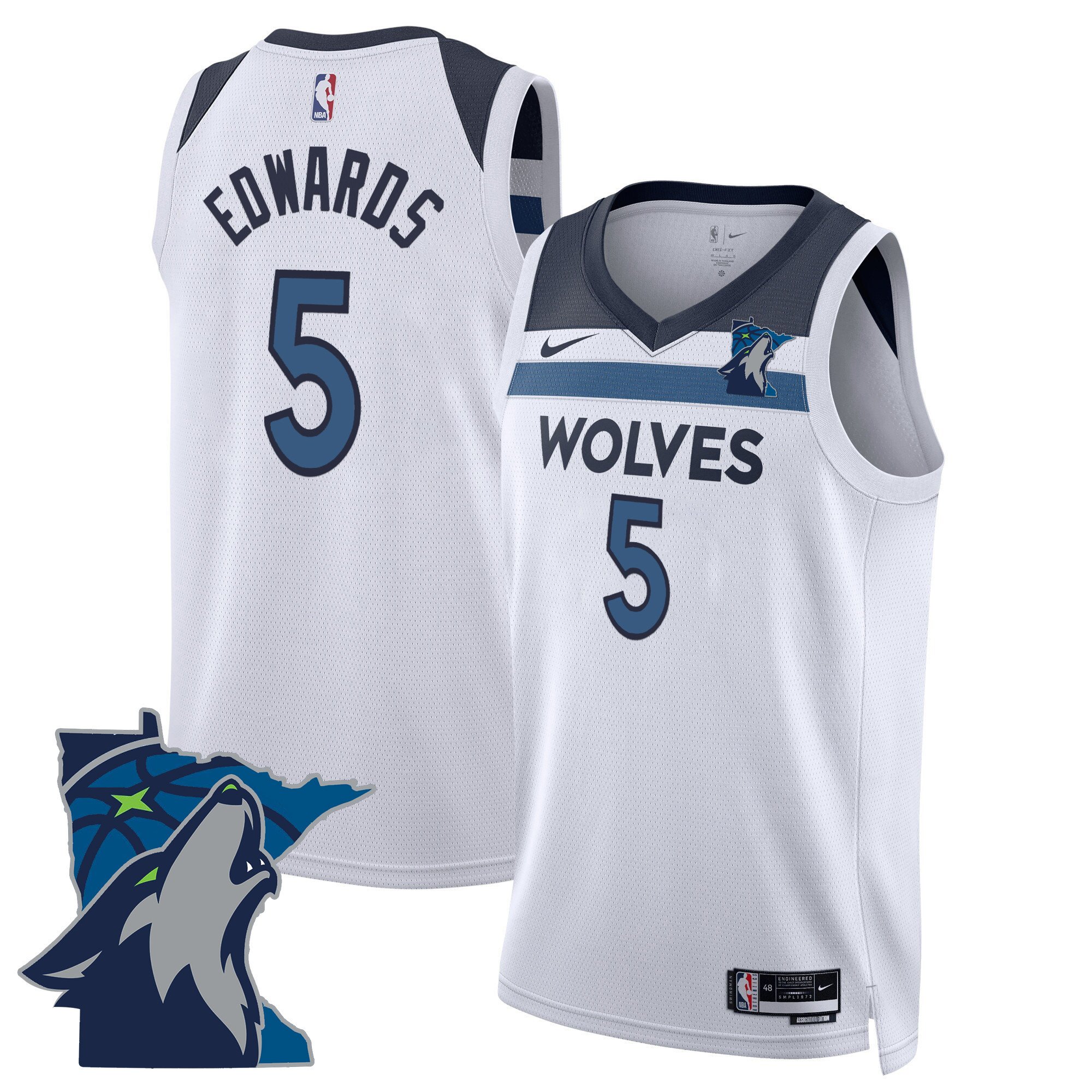 Anthony Edwards Men's Minnesota Timberwolves Swingman - Minnesota Patch Association Jersey - All Stitched