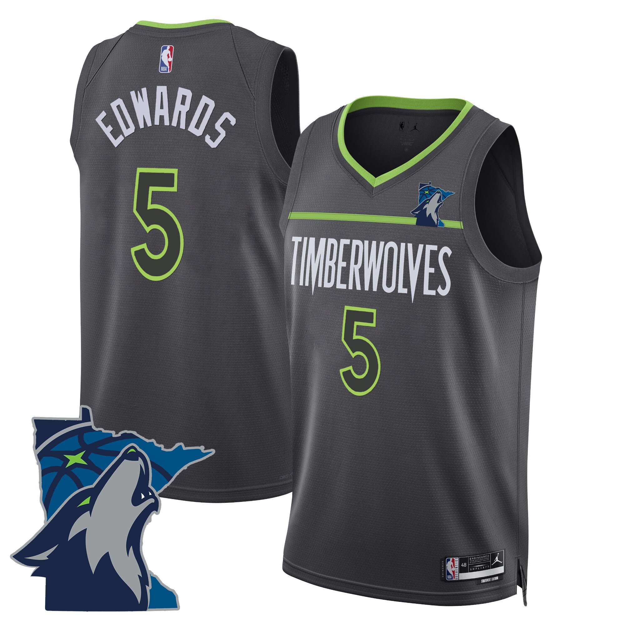 Anthony Edwards Men's Minnesota Timberwolves Swingman - Minnesota Patch Statement Jersey - All Stitched