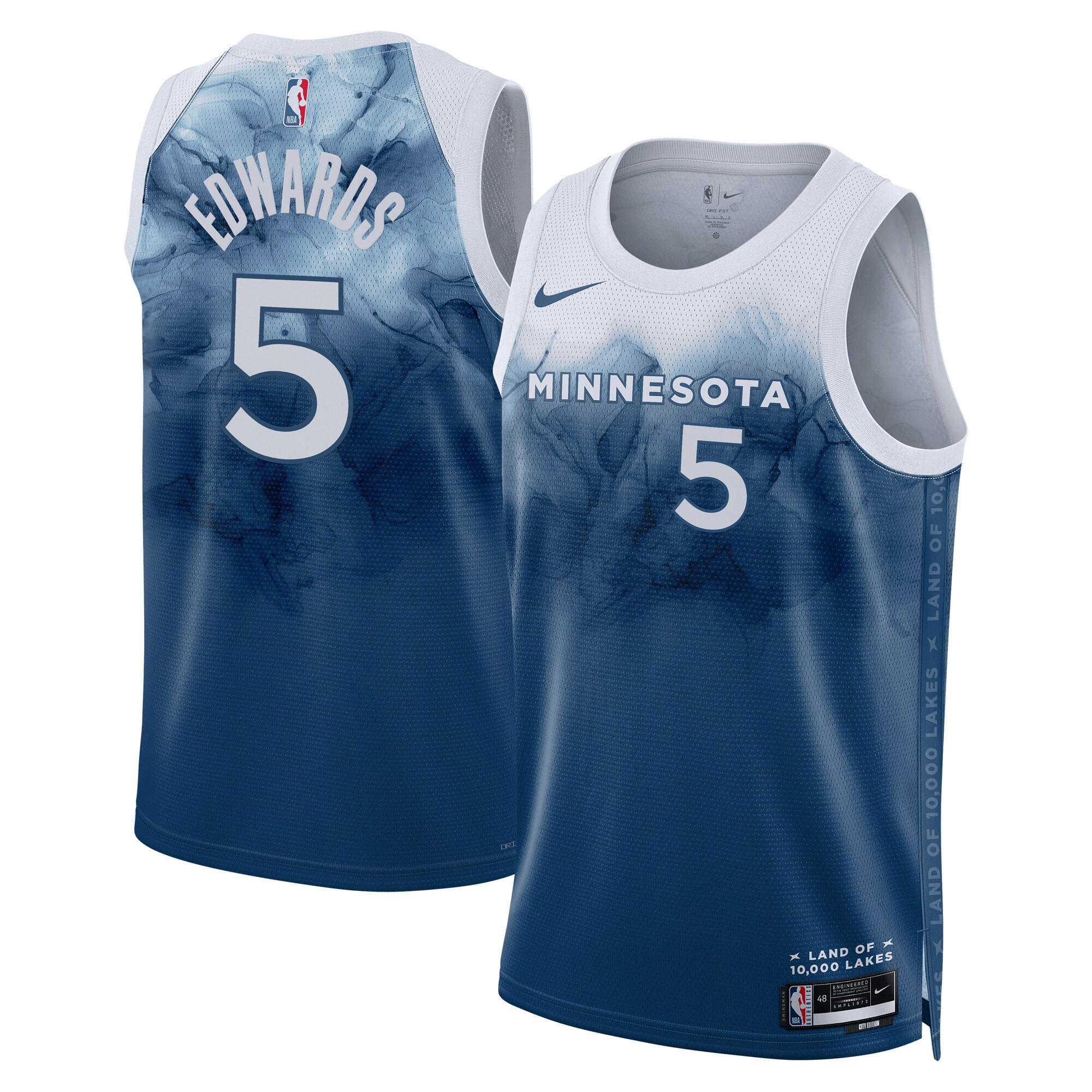 Anthony Edwards Minnesota Timberwolves 2024 City Edition Blue Jersey - All Stitched