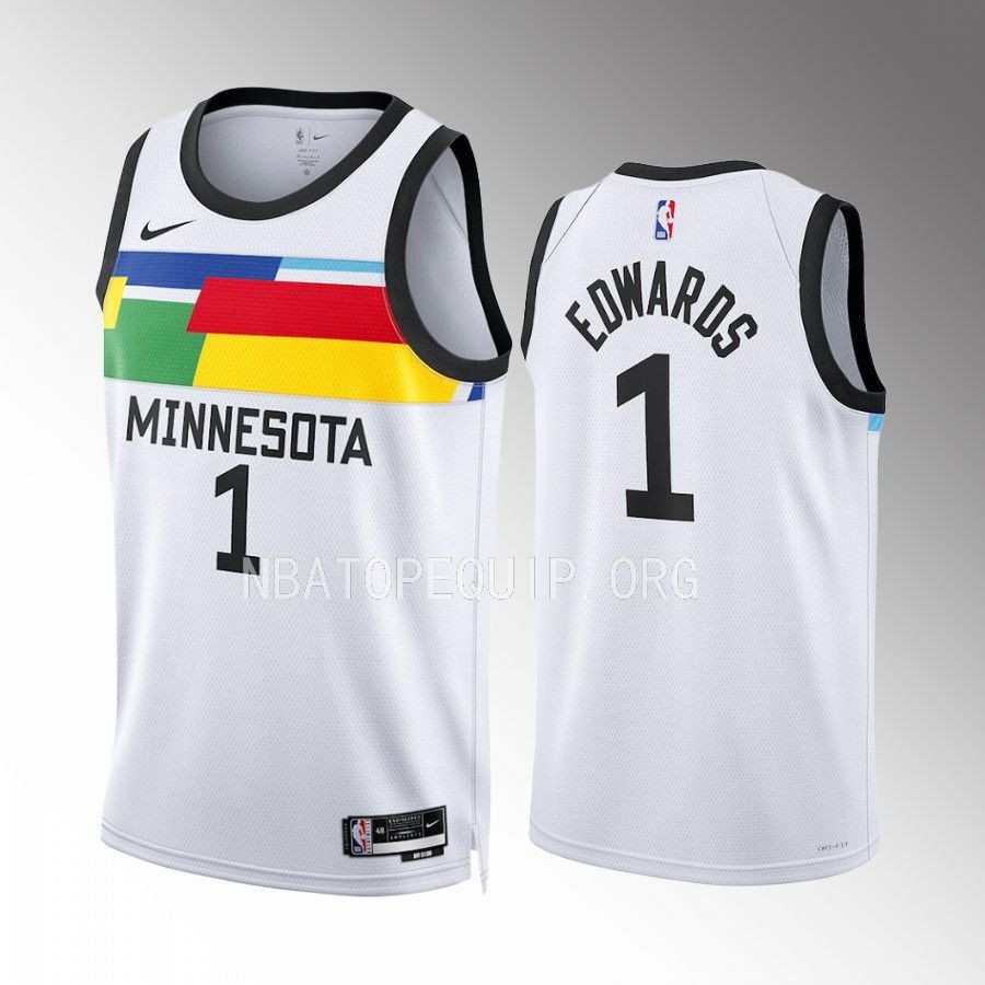Anthony Edwards Minnesota Timberwolves City Edition White #1 Jersey 2022-23 Swingman