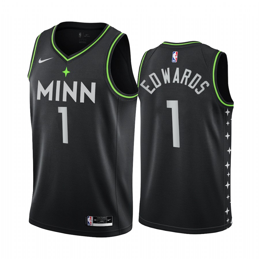 Anthony Edwards Minnesota Timberwolves Draft 2020-21 Navy City Jersey New Uniform