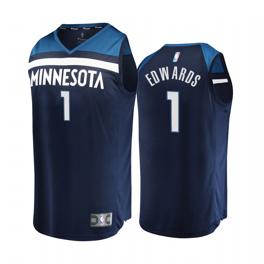 Anthony Edwards Minnesota Timberwolves Navy  Icon 2020 Draft First Pick 2020-21 Jersey