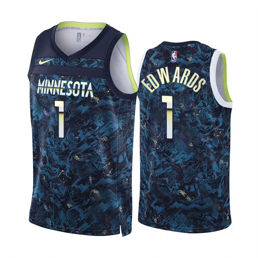 Anthony Edwards Minnesota Timberwolves Select Series Navy Jersey 90s Golden Era