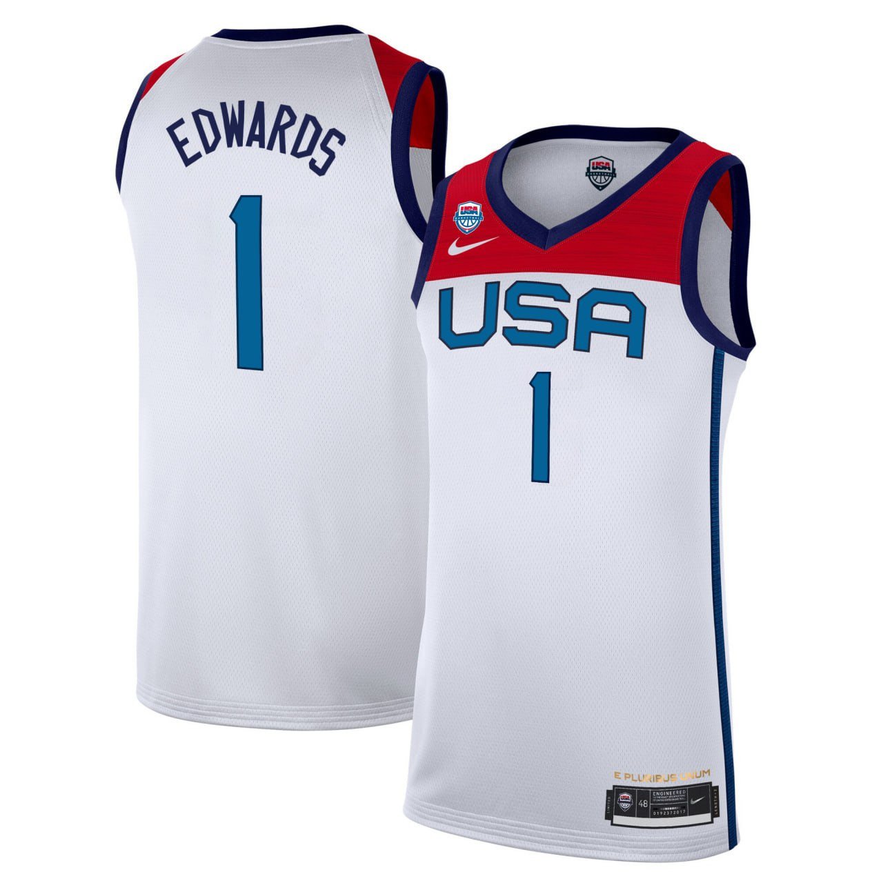 Anthony Edwards Team USA White Jersey - All Stitched