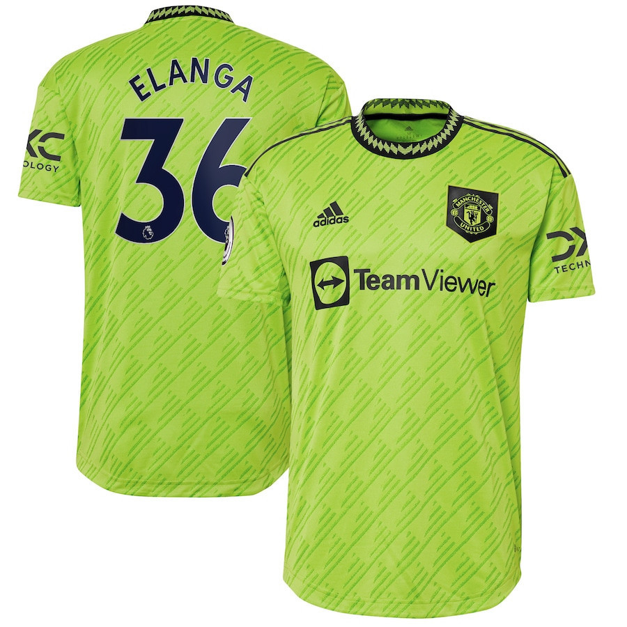 Anthony Elanga 36 Manchester United 2022/23 Third Player Men Soccer Jersey – Neon Green