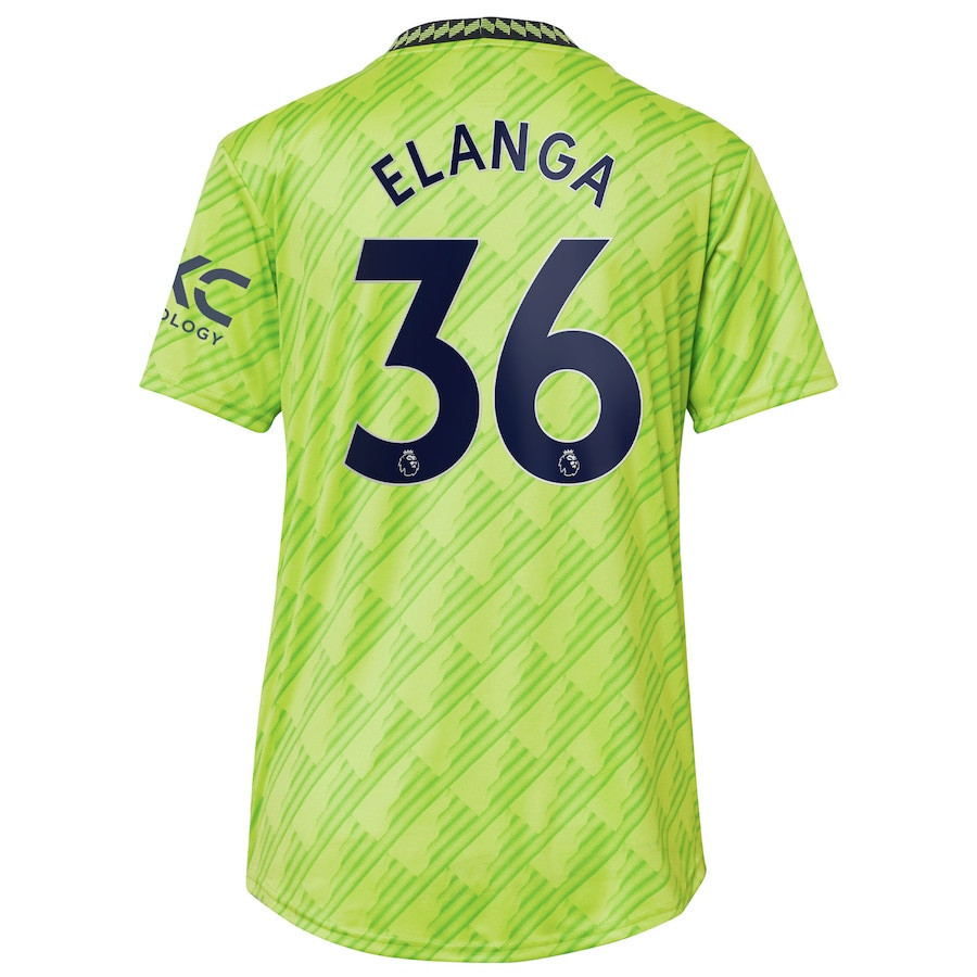 Anthony Elanga 36 Manchester United Women’s 2022/23 Third Player Soccer Jersey – Neon Green