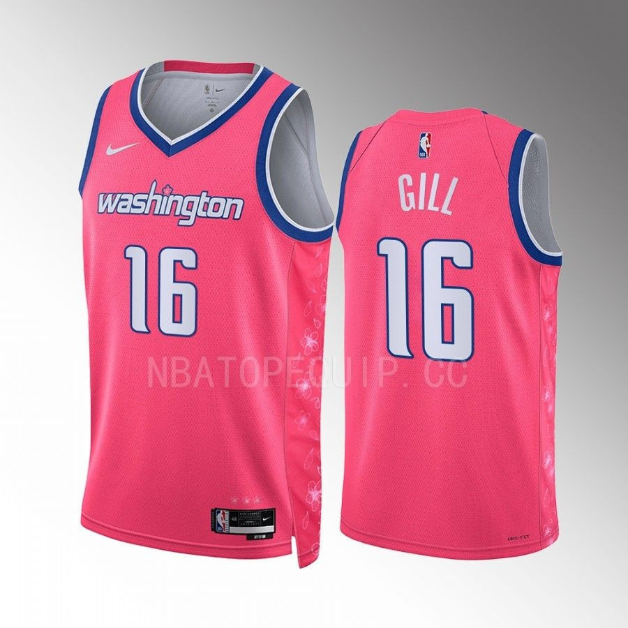 Anthony Gill 16 2022-23 Washington Wizards Pink City Edition Stitched Jersey Cherry Blossom