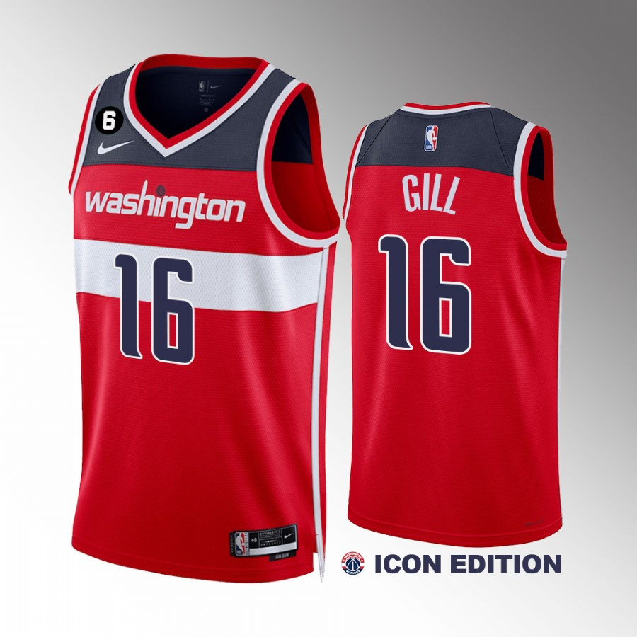 Anthony Gill 16 Washington Wizards 2022-23 Icon Edition Red Men Stitched Jersey