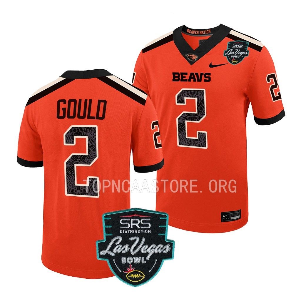 Anthony Gould Oregon State Beavers 2022 Las Vegas Bowl #2 Jersey Men’s Orange  Uniform