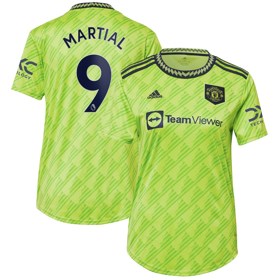 Anthony Martial 9 Manchester United Women’s 2022/23 Third Player Soccer Jersey – Neon Green