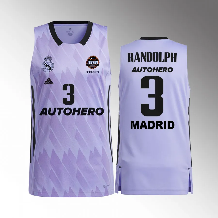 Anthony Randolph 11th Euroleague Champions Real Madrid #3 Purple Jersey Away Shirt