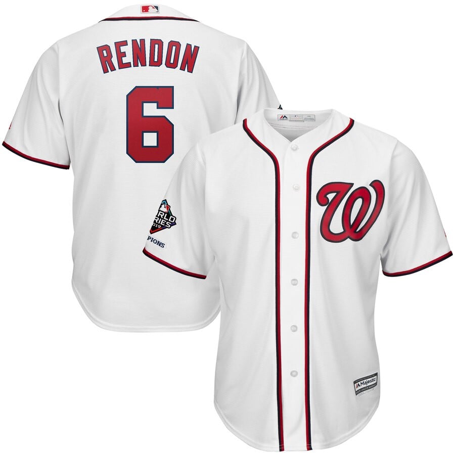 Anthony Rendon Washington Nationals Majestic 2019 World Series Champions Home Official Cool Base Bar Patch Player Stitched Jersey – White