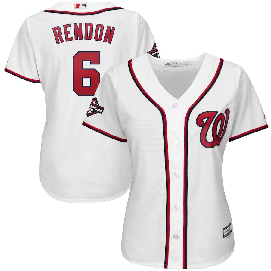 Anthony Rendon Washington Nationals Majestic Women’s 2019 World Series Champions Home Cool Base Patch Player Stitched Jersey – White