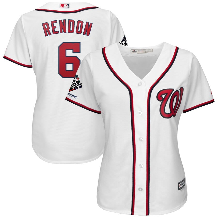Anthony Rendon Washington Nationals Majestic Women’s 2019 World Series Champions Home Official Cool Base Bar Patch Player Stitched Jersey – White