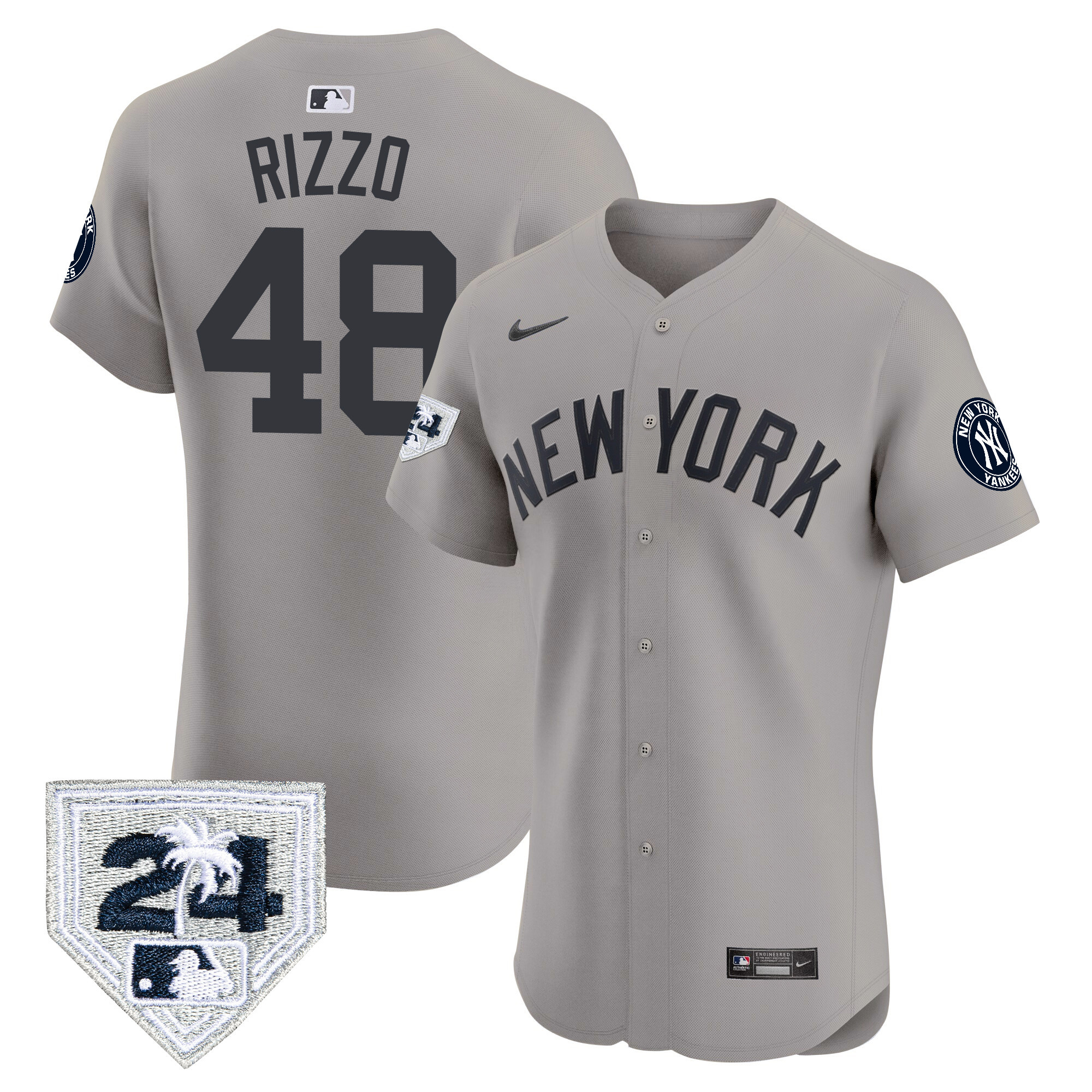 Anthony Rizzo Men's New York Yankees 2024 Spring Training Patch Vapor Premier Elite V2 Gray Jersey - All Stitched