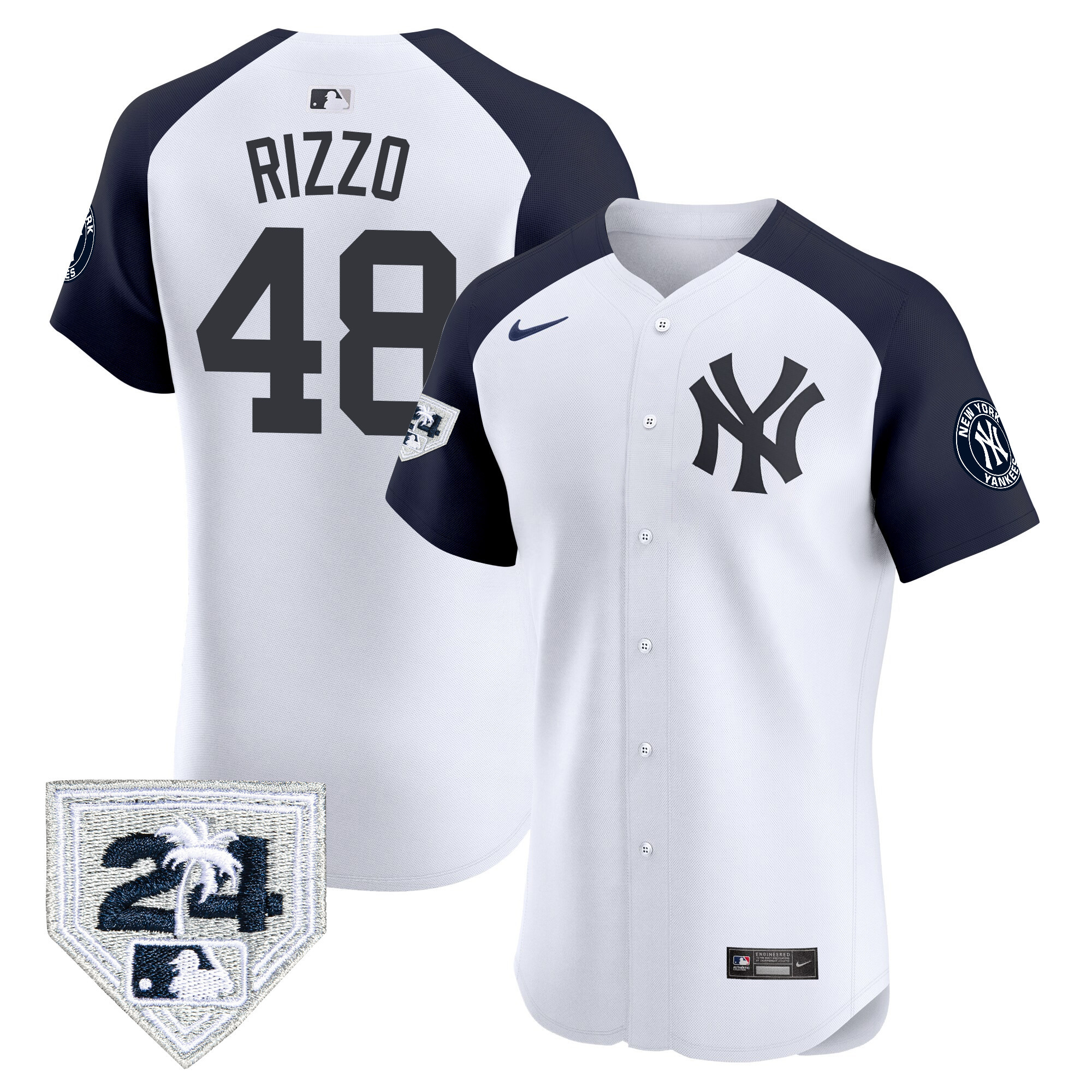 Anthony Rizzo Men's New York Yankees 2024 Spring Training Patch Vapor Premier Elite V2 White Alternate Jersey - All Stitched