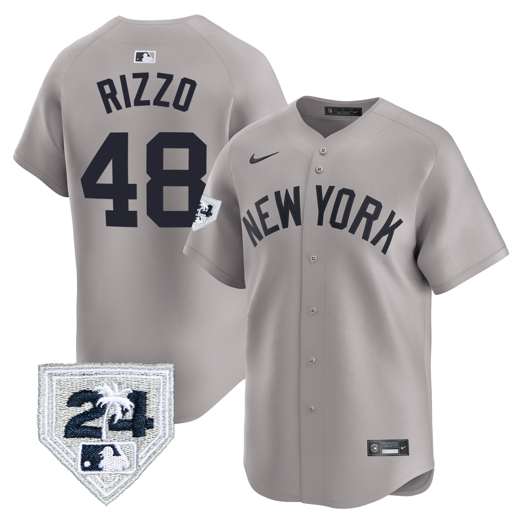 Anthony Rizzo Men's New York Yankees 2024 Spring Training Patch Vapor Premier Limited Gray Jersey - All Stitched