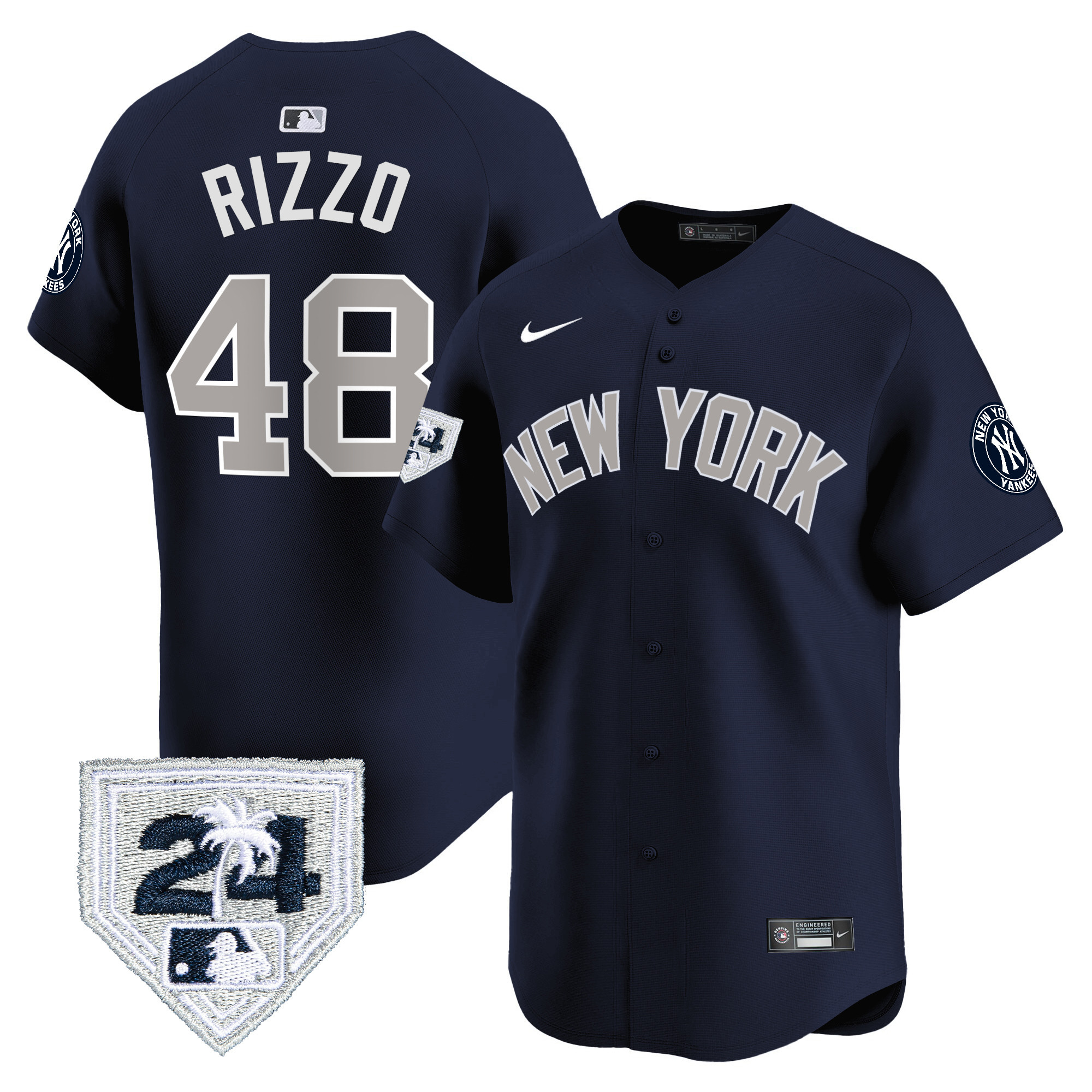 Anthony Rizzo Men's New York Yankees 2024 Spring Training Patch Vapor Premier Limited V2 Alternate Jersey - All Stitched