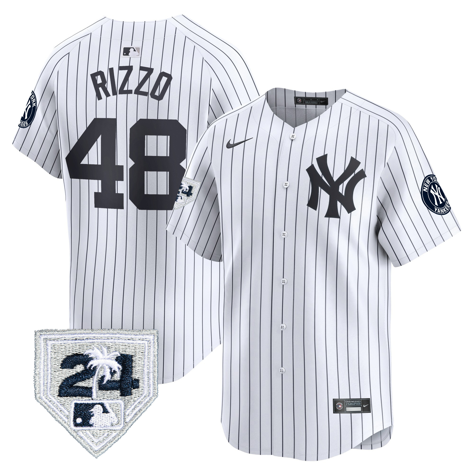 Anthony Rizzo Men's New York Yankees 2024 Spring Training Patch Vapor Premier Limited V2 White Jersey - All Stitched