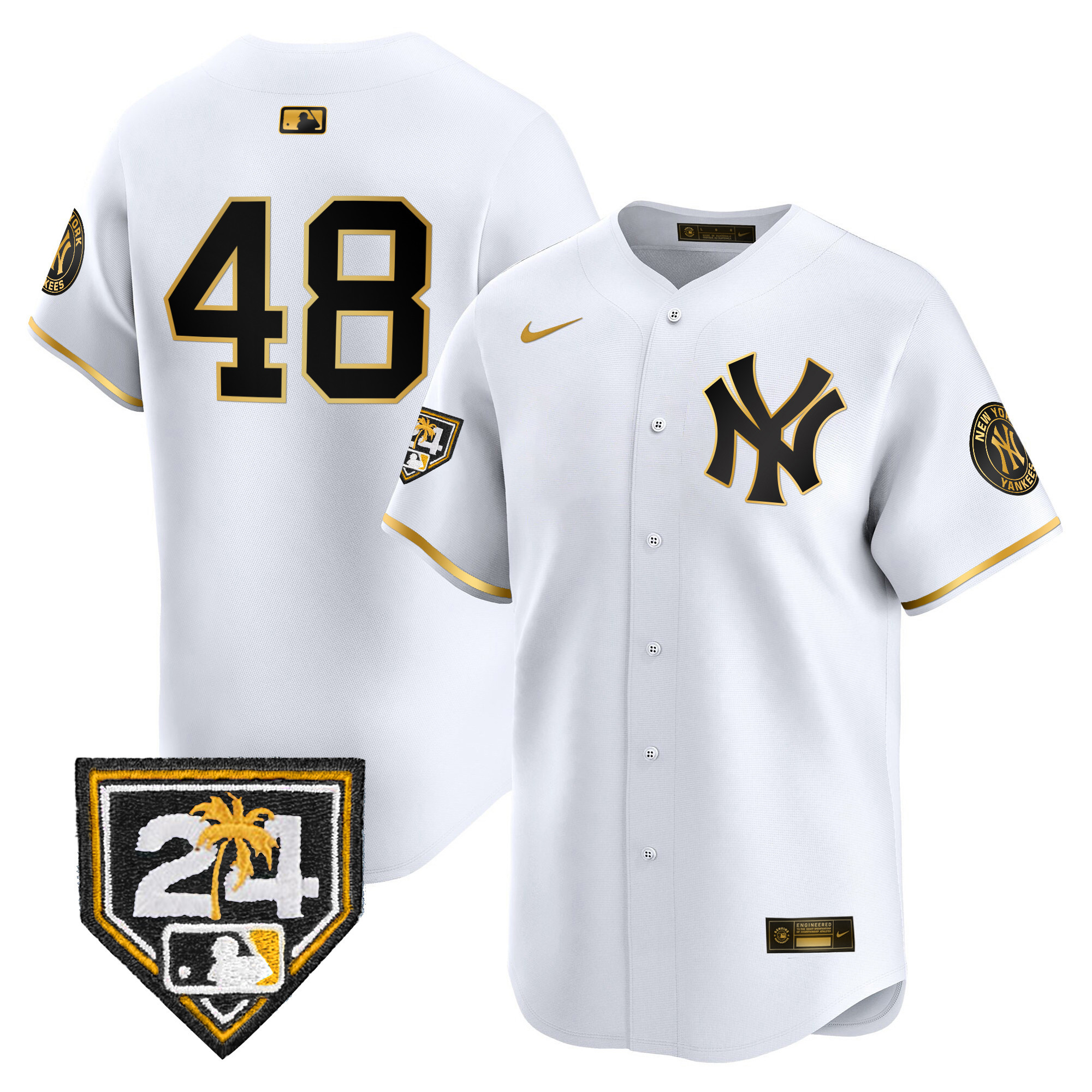 Anthony Rizzo Men's New York Yankees 2024 Spring Training Patch Vapor Premier Limited V4 White Gold Jersey - All Stitched