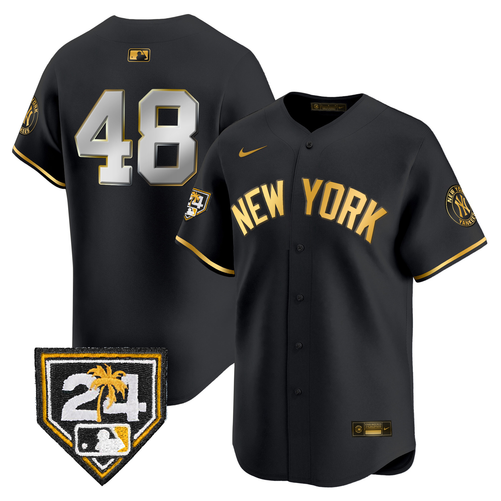Anthony Rizzo Men's New York Yankees 2024 Spring Training Patch Vapor Premier Limited V5 Black Gold Jersey - All Stitched